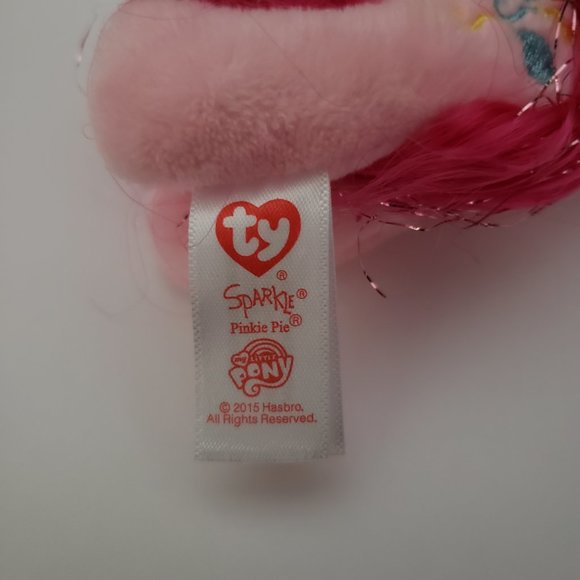 2 pc TY Sparkle BEANIE BABIES MY LITTLE PONY PINKIE PIE Backpack Clip - Picture 4 of 14